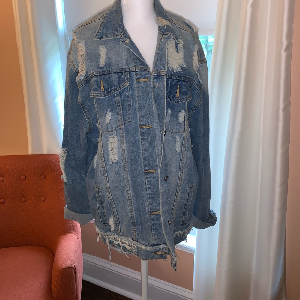 Distressed denim jacket